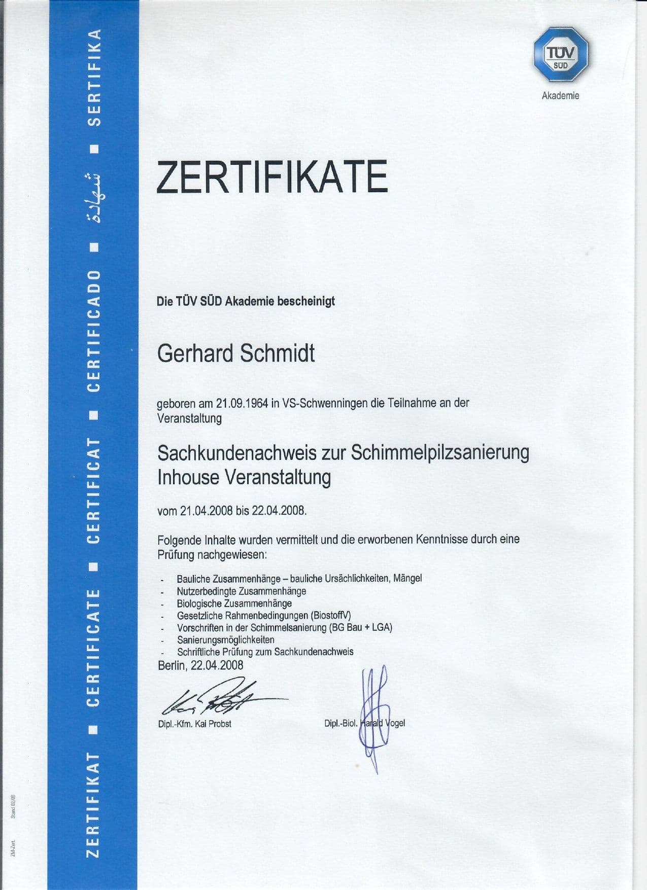 TUeV SUeD Sachkundenachweis