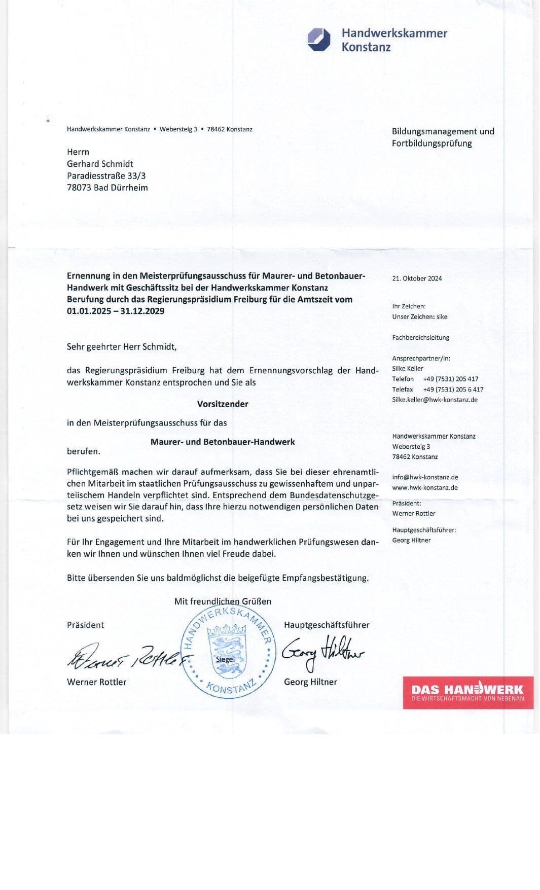 Vorsitzender Meisterpruefungsausschuss